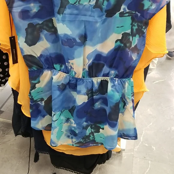 BCBG MAXAZRIA Chiffon Dress Swimsuit Cover up Butterflies Watercolor Paint Print - Picture 7 of 9